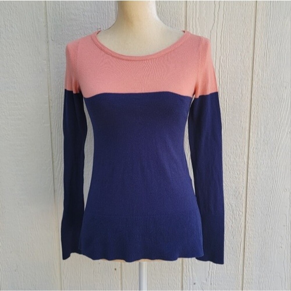 Lilly Pulitzer Women's Coral Blue Color Block Pullover Sweater